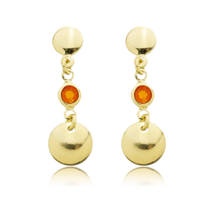 Brinco Esfera com Pedra Zircônia Laranja dourado semijoia Work Semijoias