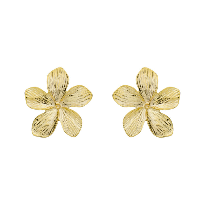 Brinco Flor 5 Pétalas dourado semijoia Work Semijoias