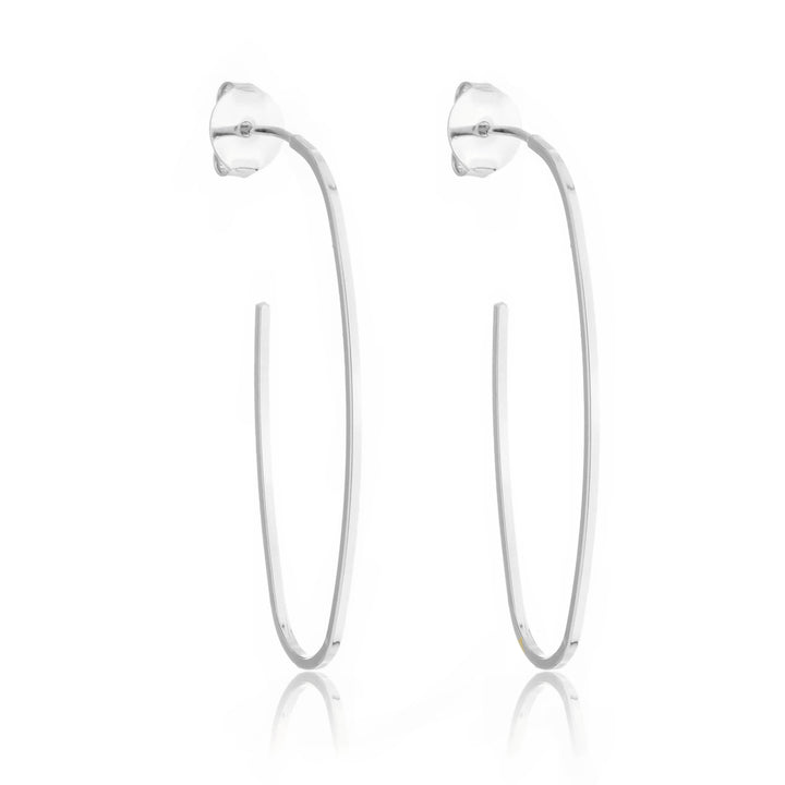 Brinco Argola Oval Fina Lisa prateado semijoia Work Semijoias