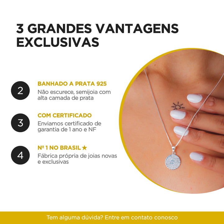 Colar Pingente Letra K Cravejado Banhado a Prata 925