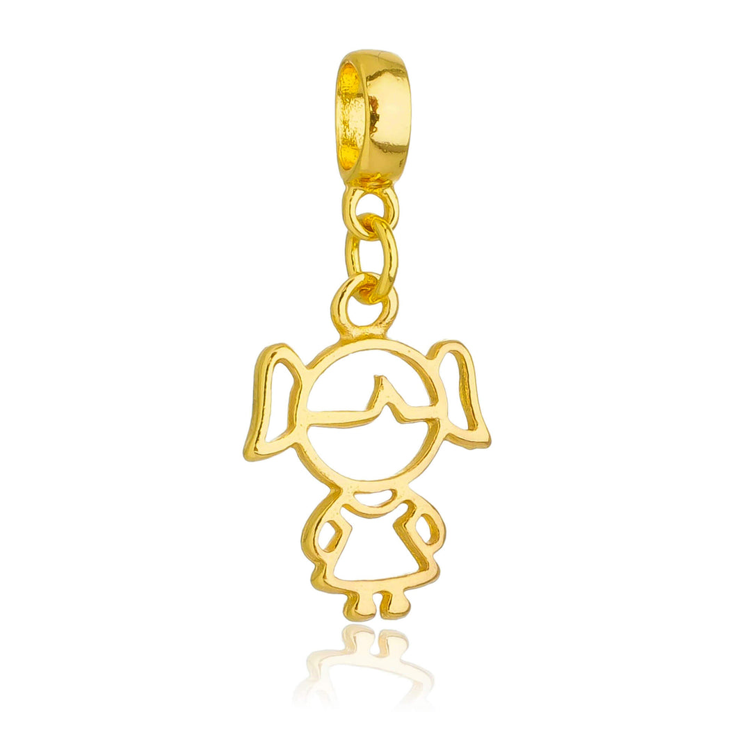 Berloque Menina Vazada dourado semijoia Work Semijoias