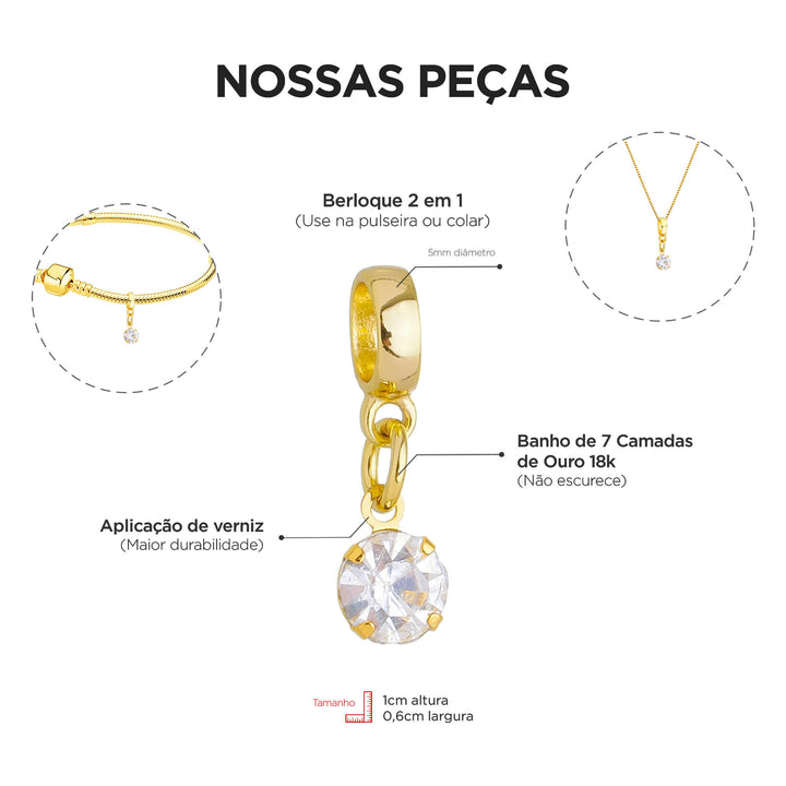 Pulseira Ponto De Luz Berloque Banhado a Ouro 18k