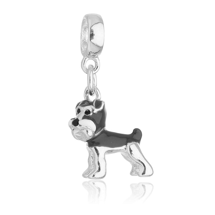 Berloque Cachorro Schnauzer prateado semijoia Work Semijoias