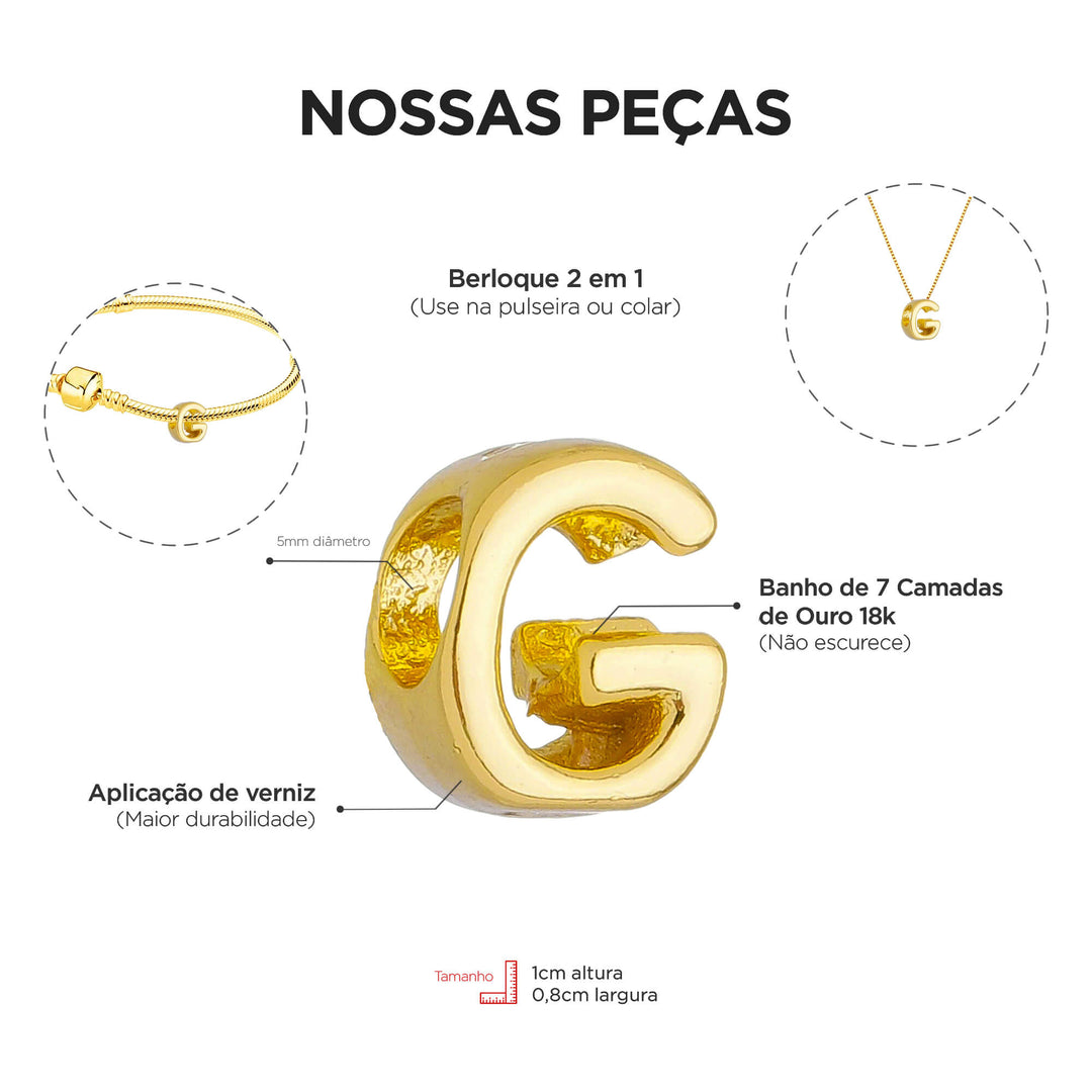 Colar Pingente Letra G Banhado a Ouro 18k