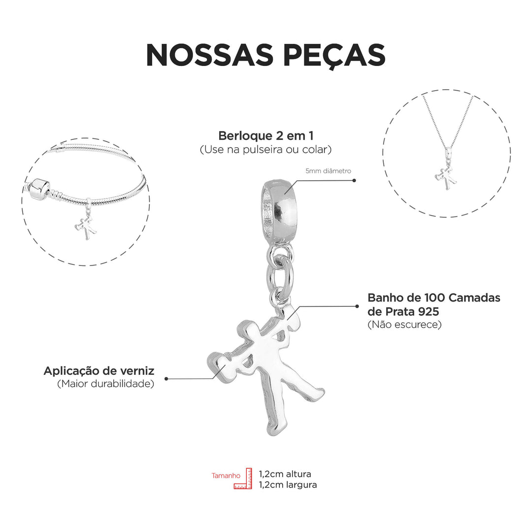 Colar Pingente Mulher Academia Banhado a Prata 925