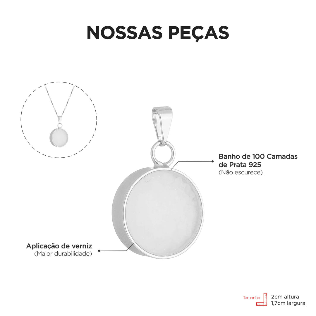Colar Pingente Sal Grosso Banhado a Prata 925