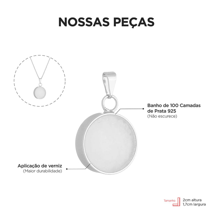 Colar Pingente Sal Grosso Banhado a Prata 925