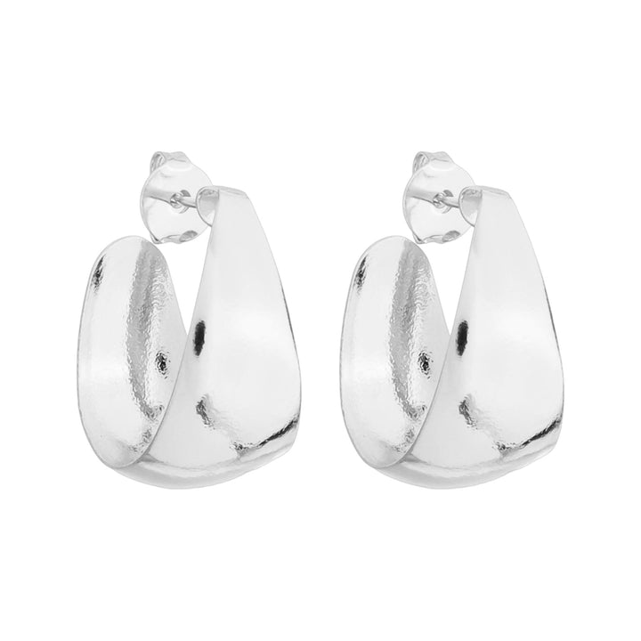 Brinco Argola Formato Gota prateado semijoia Work Semijoias