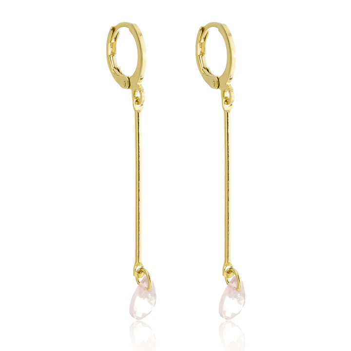 Brinco Argolinha Fio com Pingente Zircônia dourado semijoia Work Semijoias