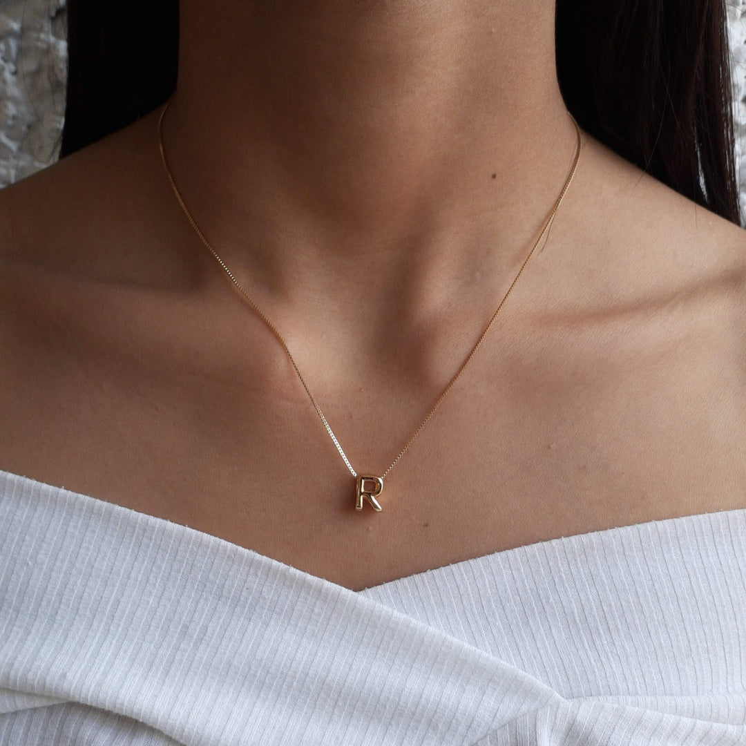 Colar Pingente Letra R Banhado a Ouro 18k