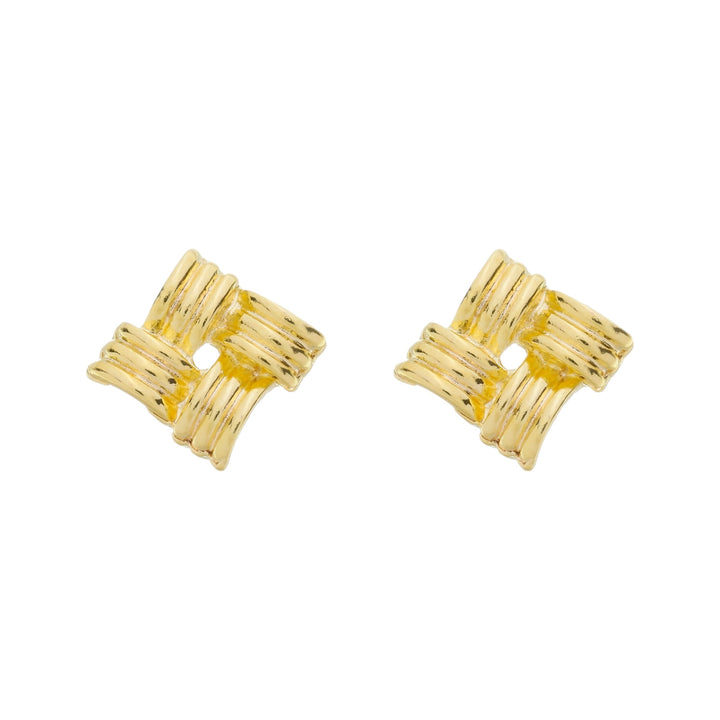 Brinco Quadrado Interlaçado dourado semijoia Work Semijoias