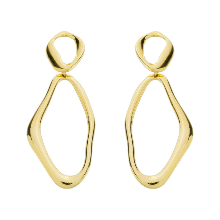 Brinco Orgânico Vazado Duplo dourado semijoia Work Semijoias