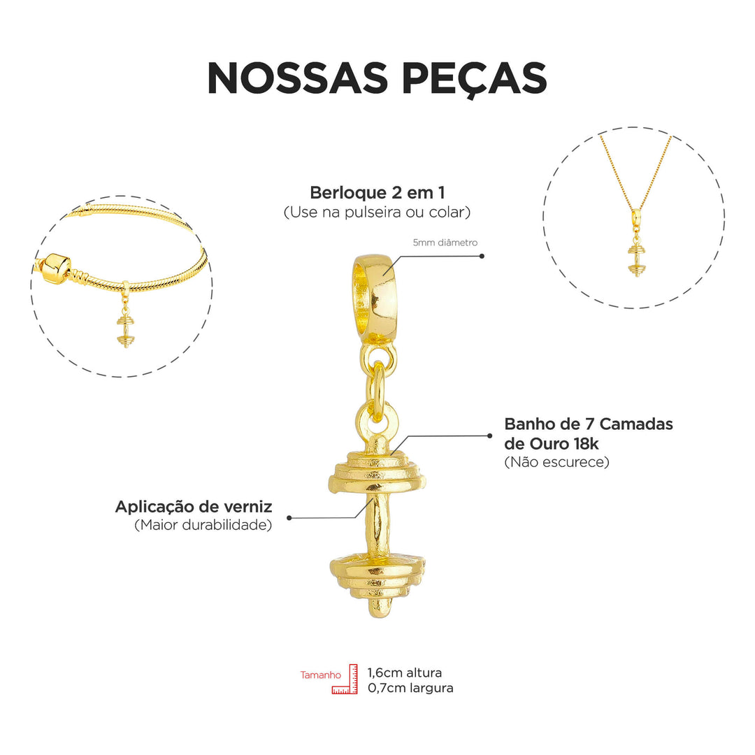 Colar Pingente Supino de Academia Banhado a Ouro 18k