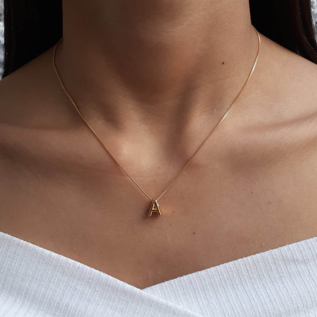 Colar Pingente Letra A Banhado a Ouro 18k