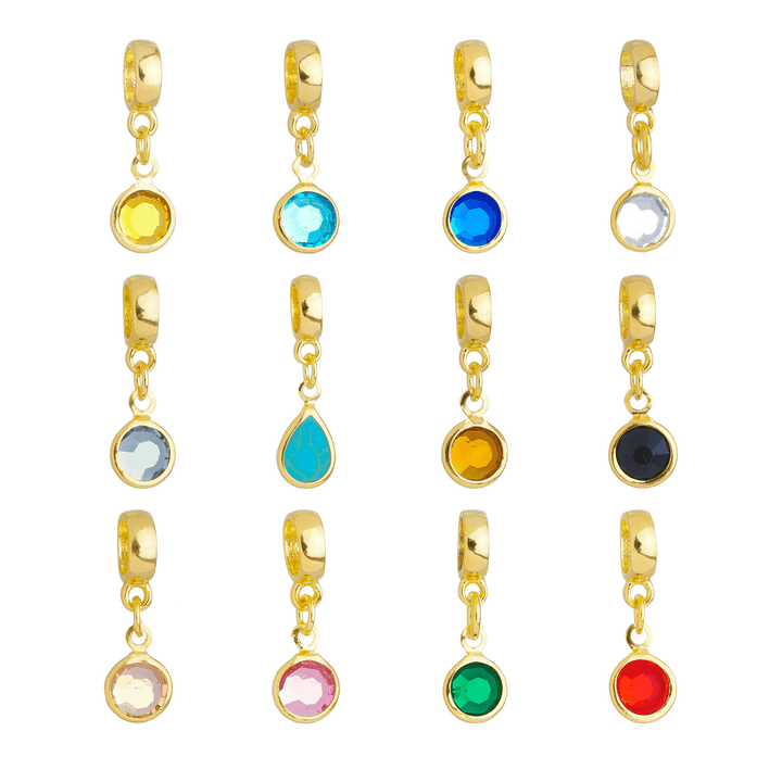 Berloques Cristais Coloridos Strass Crisal Banhado a Ouro 18k