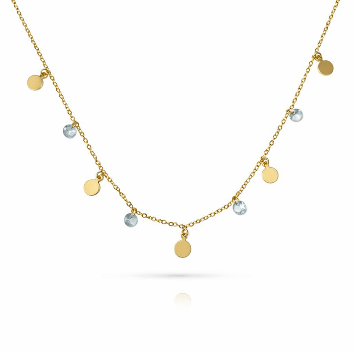 Colar Choker Medalhinhas e Cristais Zircônia dourado semijoia Work Semijoias