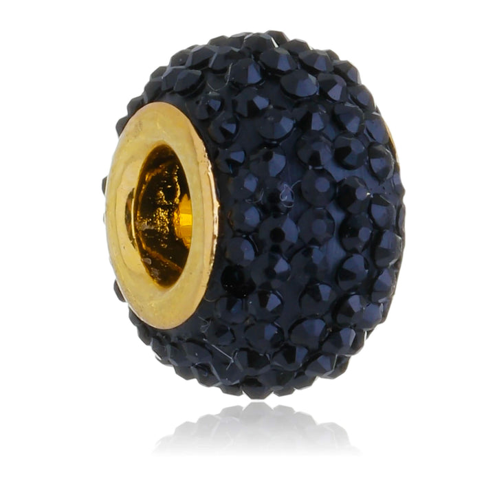 Berloque Murano Acrílico Preto separador dourado semijoia Work Semijoias