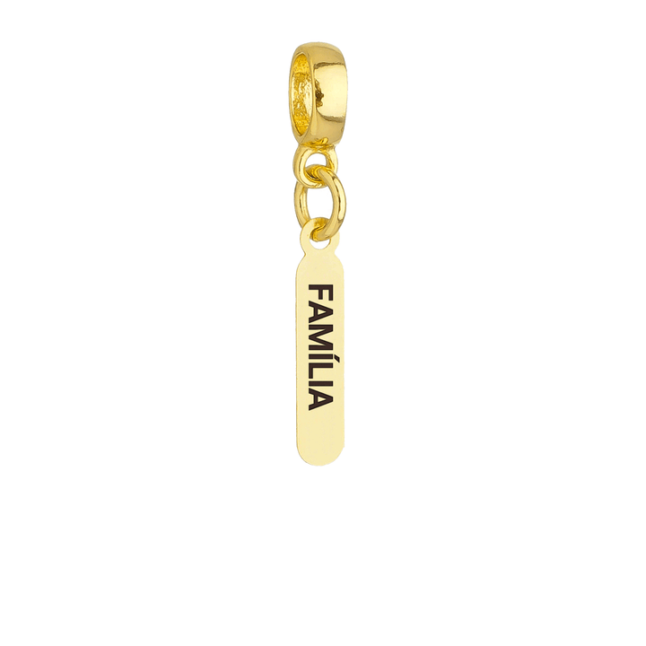 Berloque Plaquinha Família dourado semijoia Work Semijoias