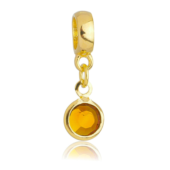Berloque Cristal Marrom dourado semijoia Work Semijoias