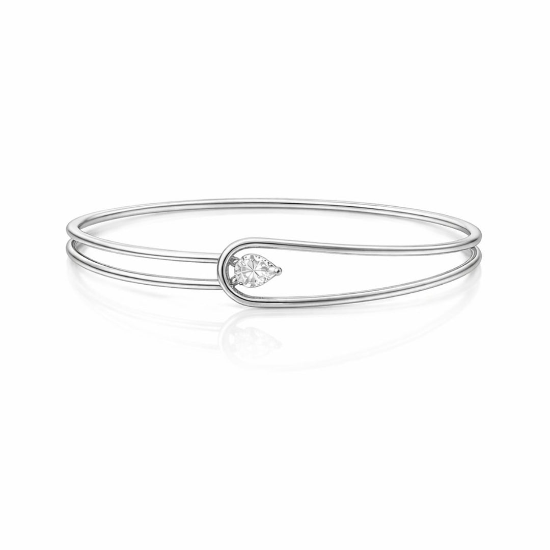 Bracelete Gota Cravejada Zircônia prateado semijoia Work Semijoias