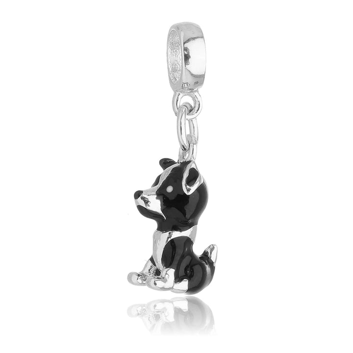Berloque Cachorro Border Collie prateado semijoia Work Semijoias