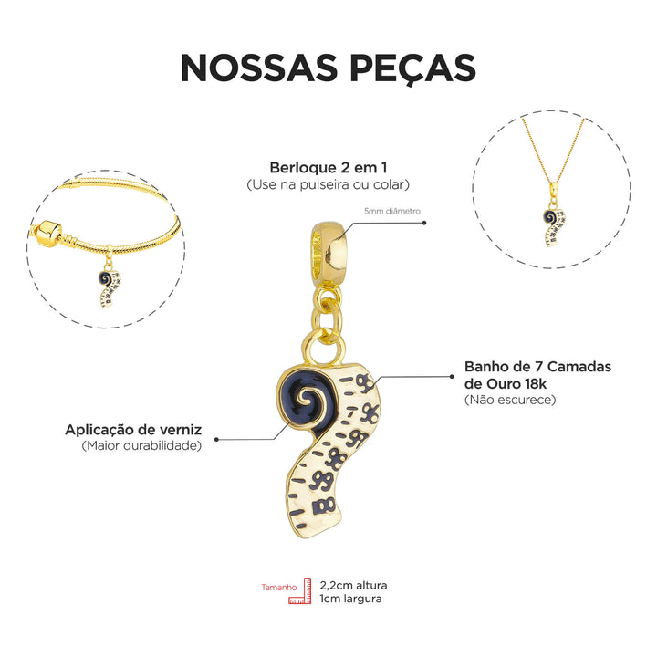 Berloque Fita Métrica dourado — ângulo lateral semijoia Work Semijoias