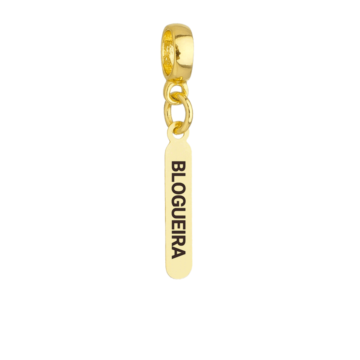 Berloque Plaquinha Blogueira dourado semijoia Work Semijoias