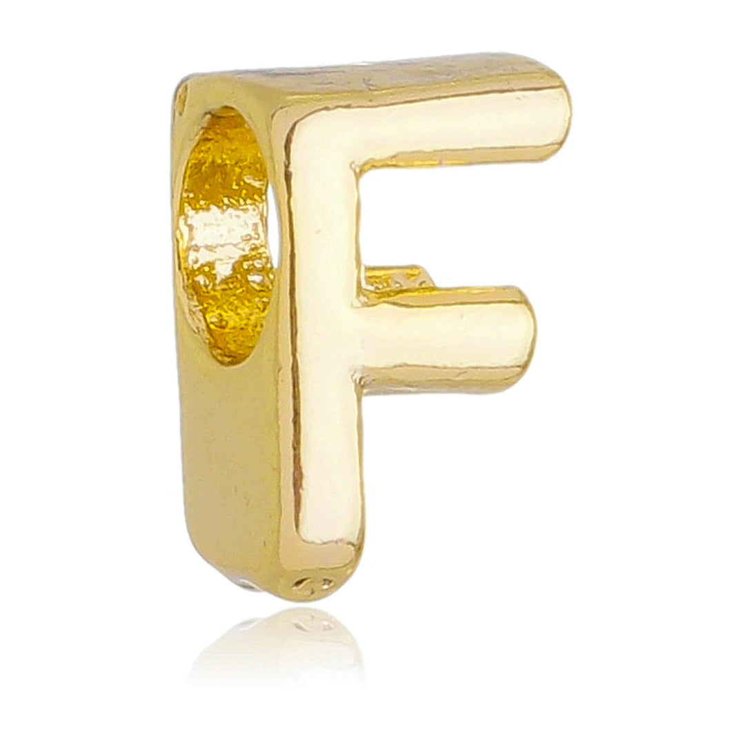 Berloque Letra F separador dourado semijoia Work Semijoias