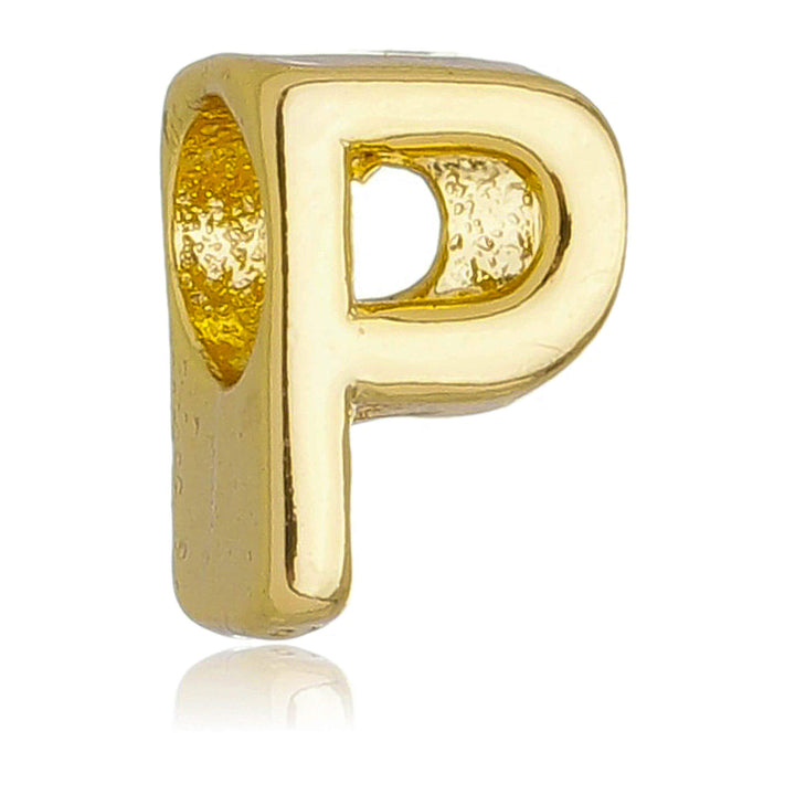Berloque Letra P separador dourado semijoia Work Semijoias