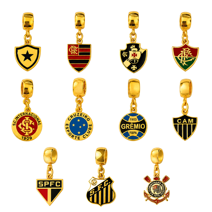Berloques Times de Futebol Banhado a Ouro 18k