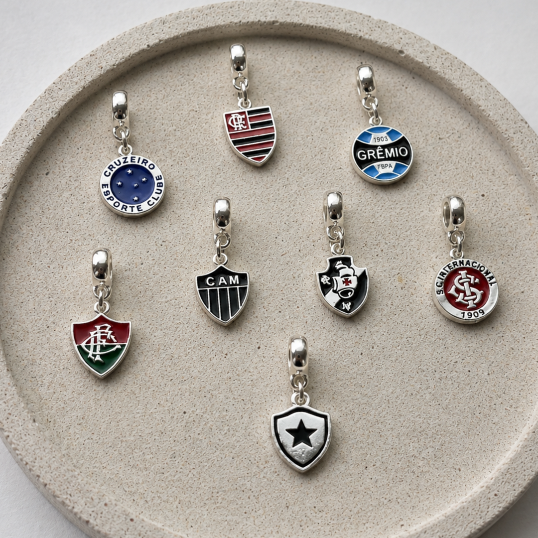 Berloques Times de Futebol Banhado a Prata 925