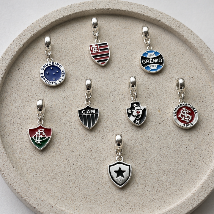 Berloques Times de Futebol Banhado a Prata 925