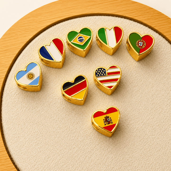 Berloques Países Coração Separador Banhado a Ouro 18k