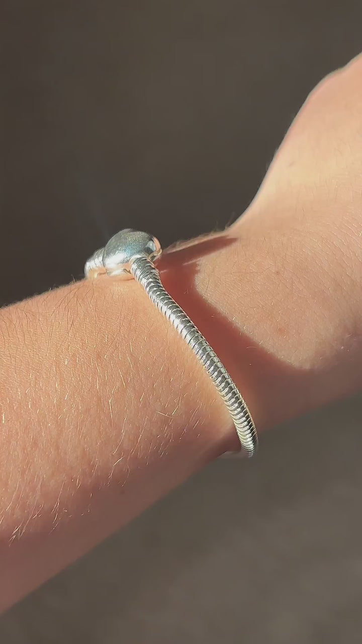 Pulseira Para Berloque Fecho Coração Banhado a Prata 925