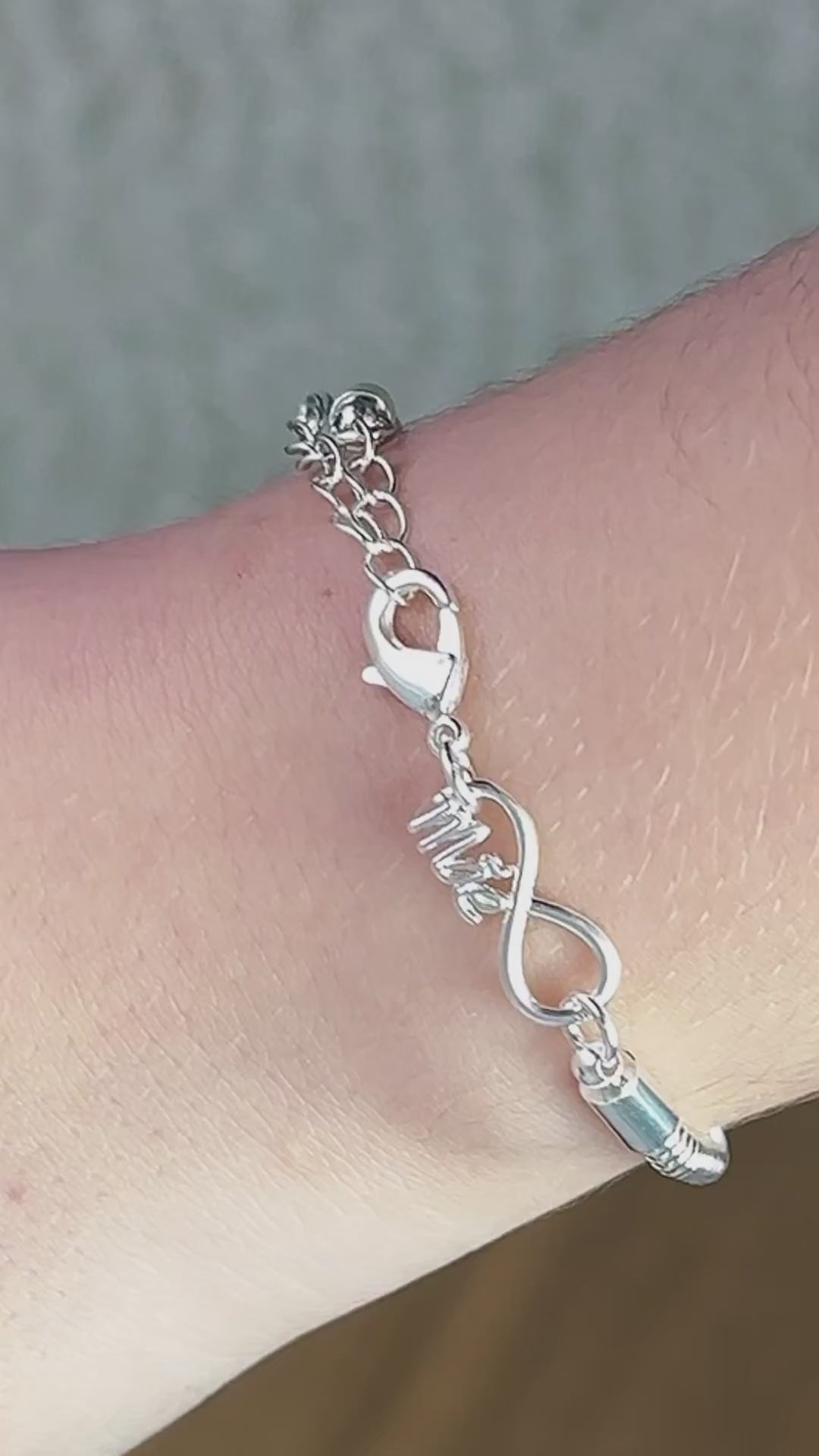 Pulseira Para Berloque Fecho Infinito Mãe Extensor Banhado a Prata 925
