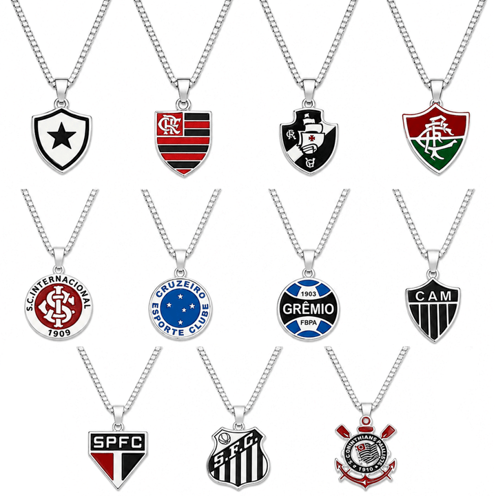 Colar Pingente Times Masculino Banhado a Prata 925