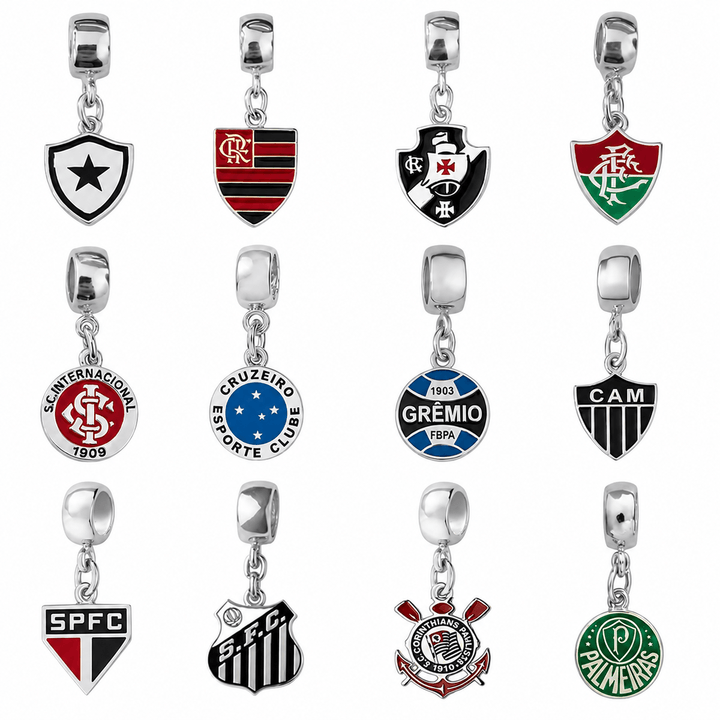 Berloques Times de Futebol Banhado a Prata 925