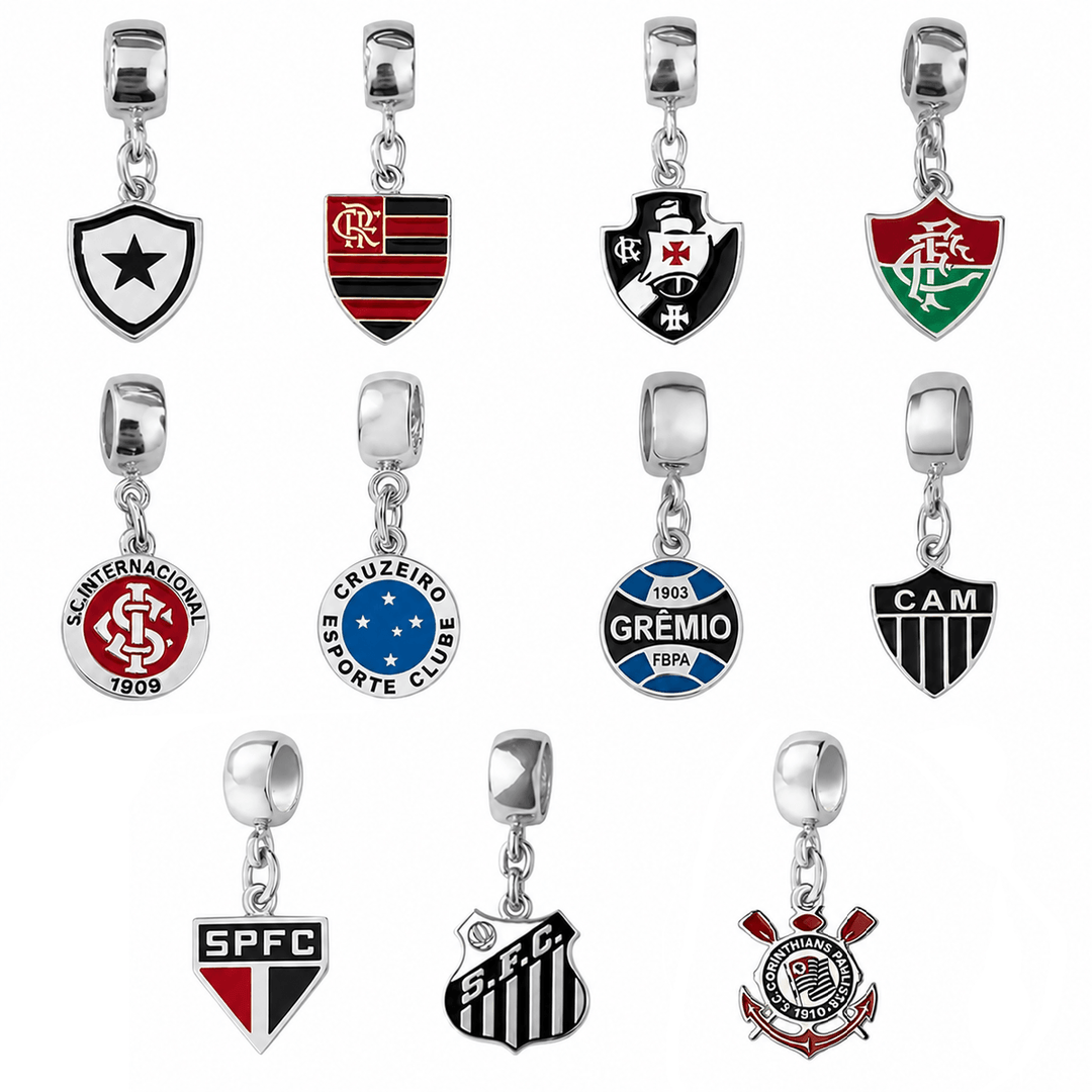 Berloques Times de Futebol Banhado a Prata 925