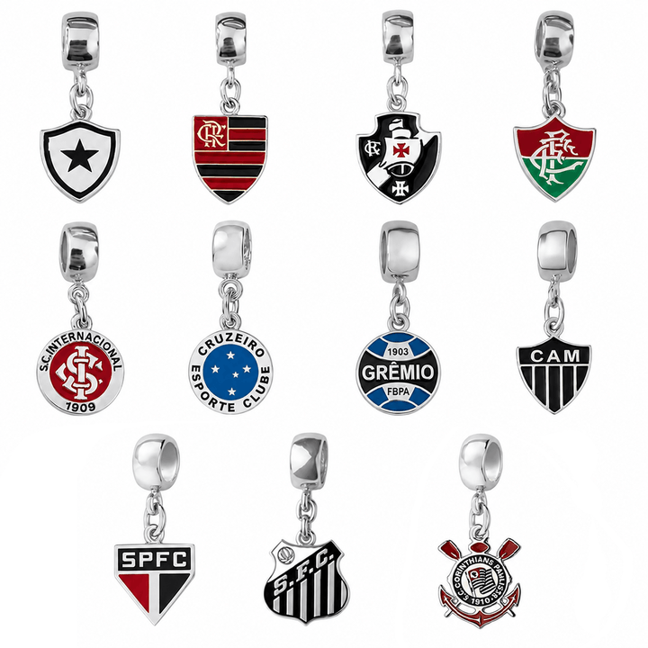Berloques Times de Futebol Banhado a Prata 925
